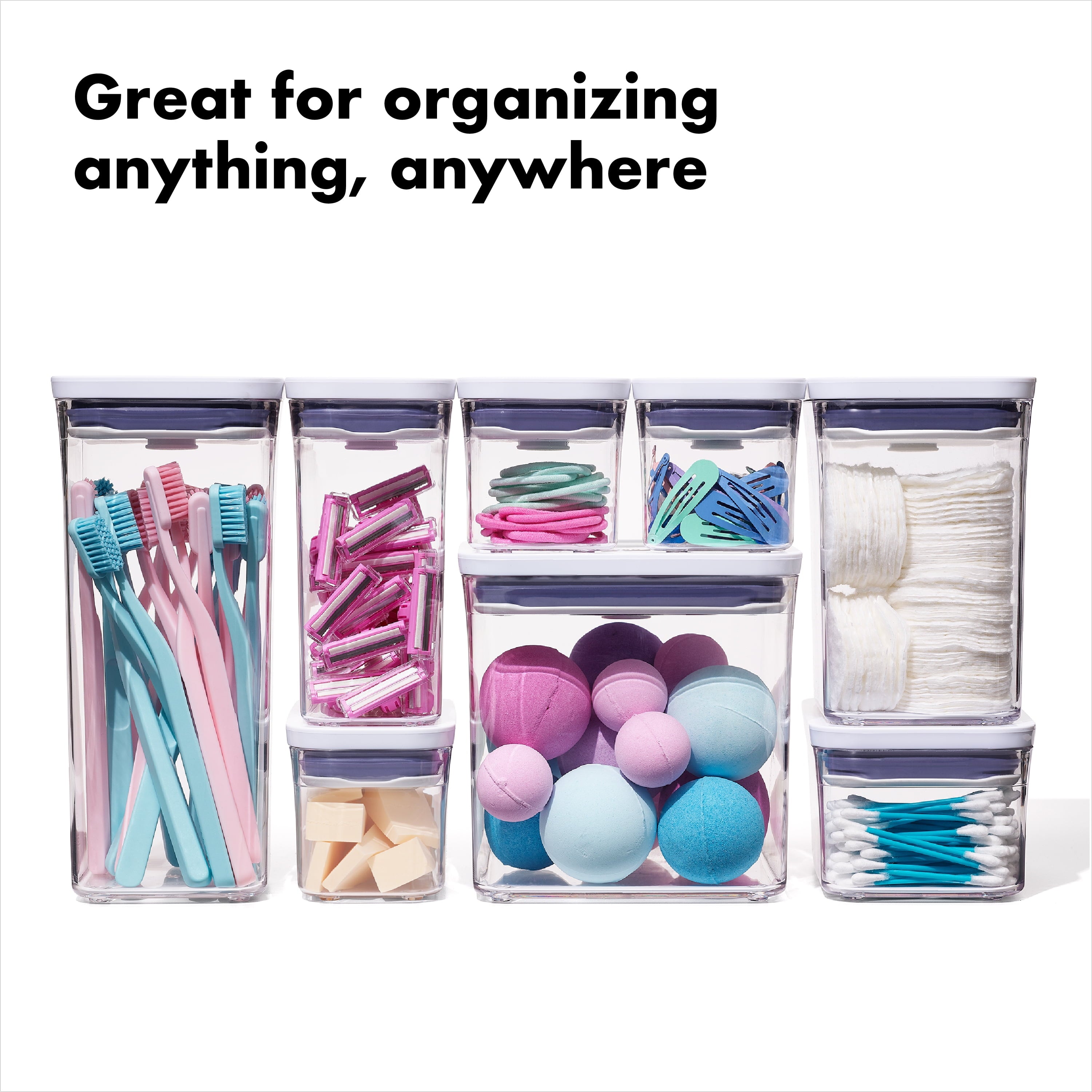 OXO SoftWorks 3-Piece POP Food Storage Container Value Set, Clear/White - Image 5