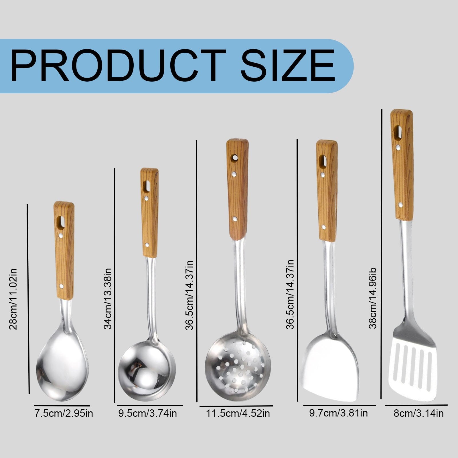 Dienrx Choose 1 of 8 Stainless Steel Kitchen Utensils Set - Professional-grade cooking tools, for home cooks and restaurant use - frying spa - Image 3