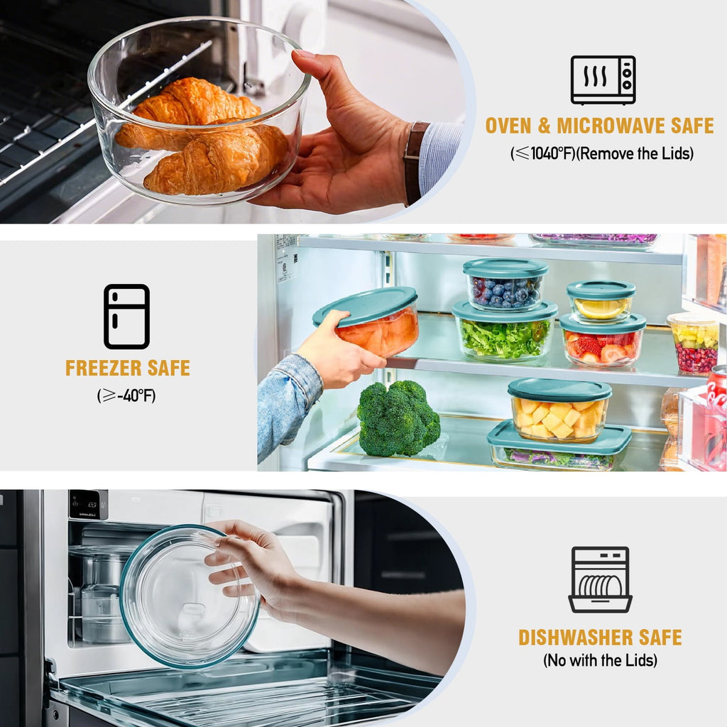 24Pcs Glass Food Storage Containers with Lids(12 Containers & 12 Lids), Stackable Airtight Meal Prep Lunch Boxes Bowl... - Image 5