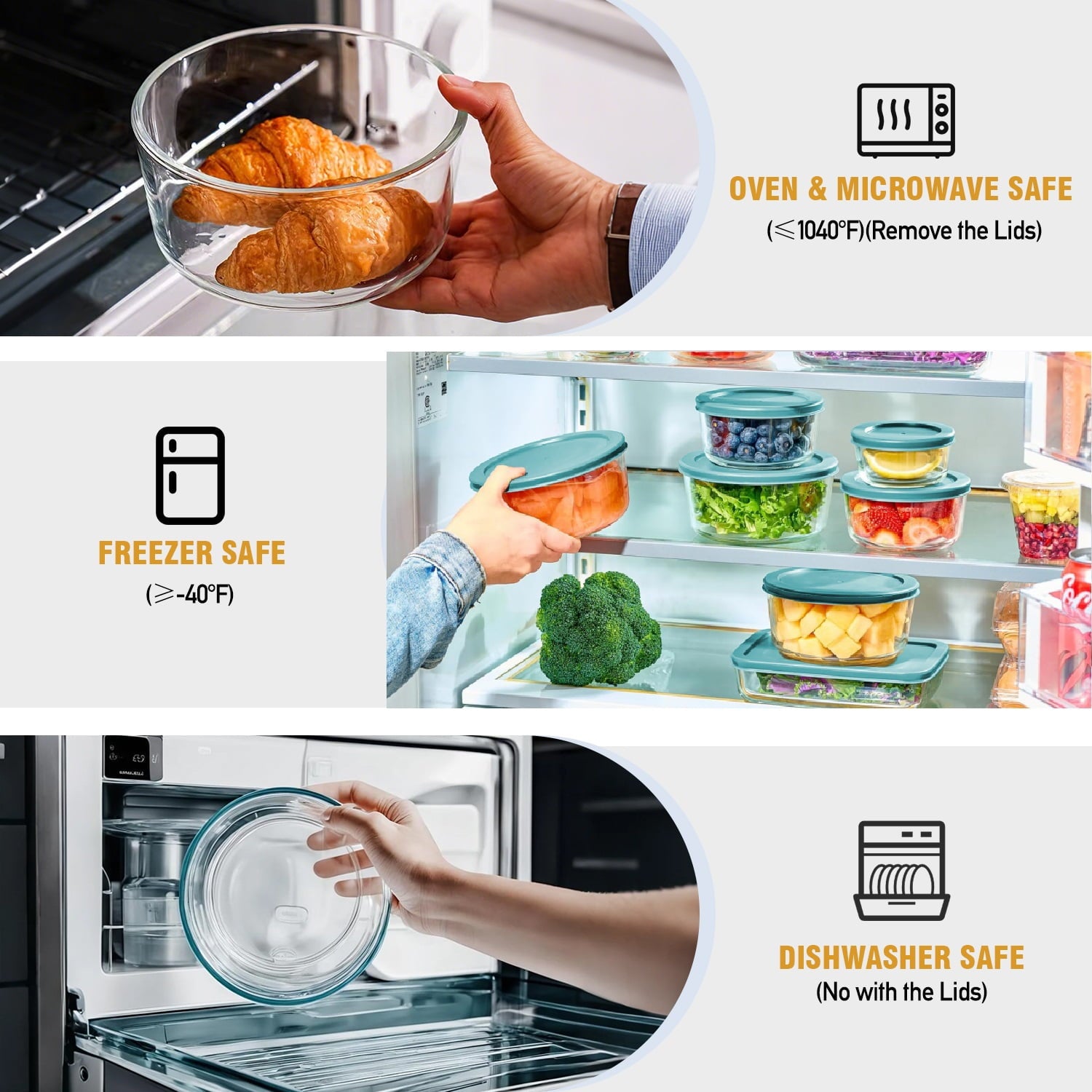 24Pcs Glass Food Storage Containers with Lids(12 Containers & 12 Lids), Stackable Airtight Meal Prep Lunch Boxes Bowl... - Image 5