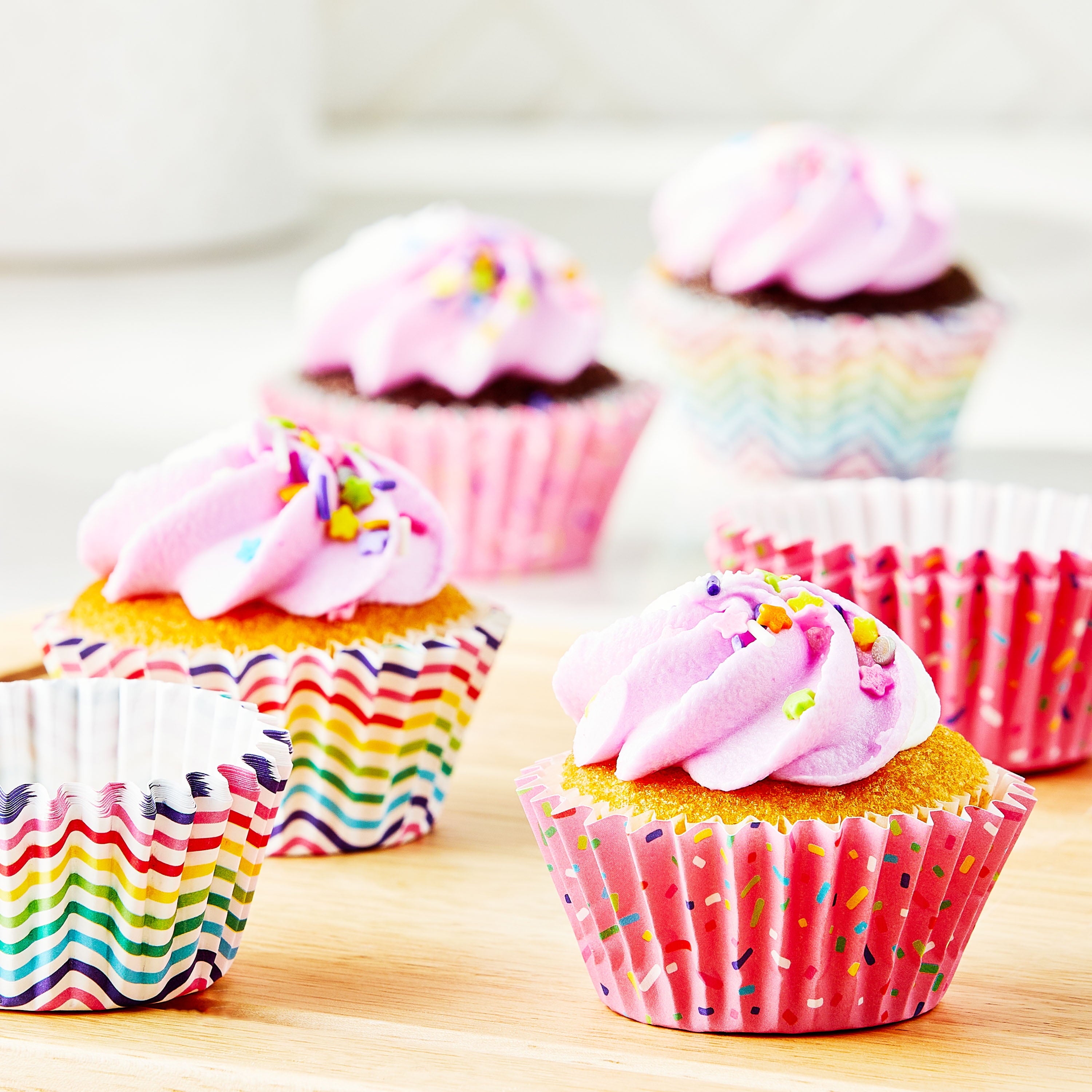 (4 pack) Great Value Pink Sprinkles Greaseproof Cupcake Liners, 24 Count - Image 3