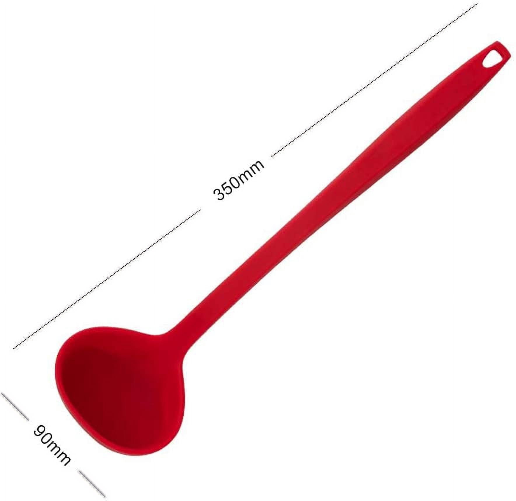 Silicone Cooking Utensils Set, Nonstick Silicone Spatula Ladle and Spoon Set Heat Resistant Kitchen Utensils, Red - Image 2