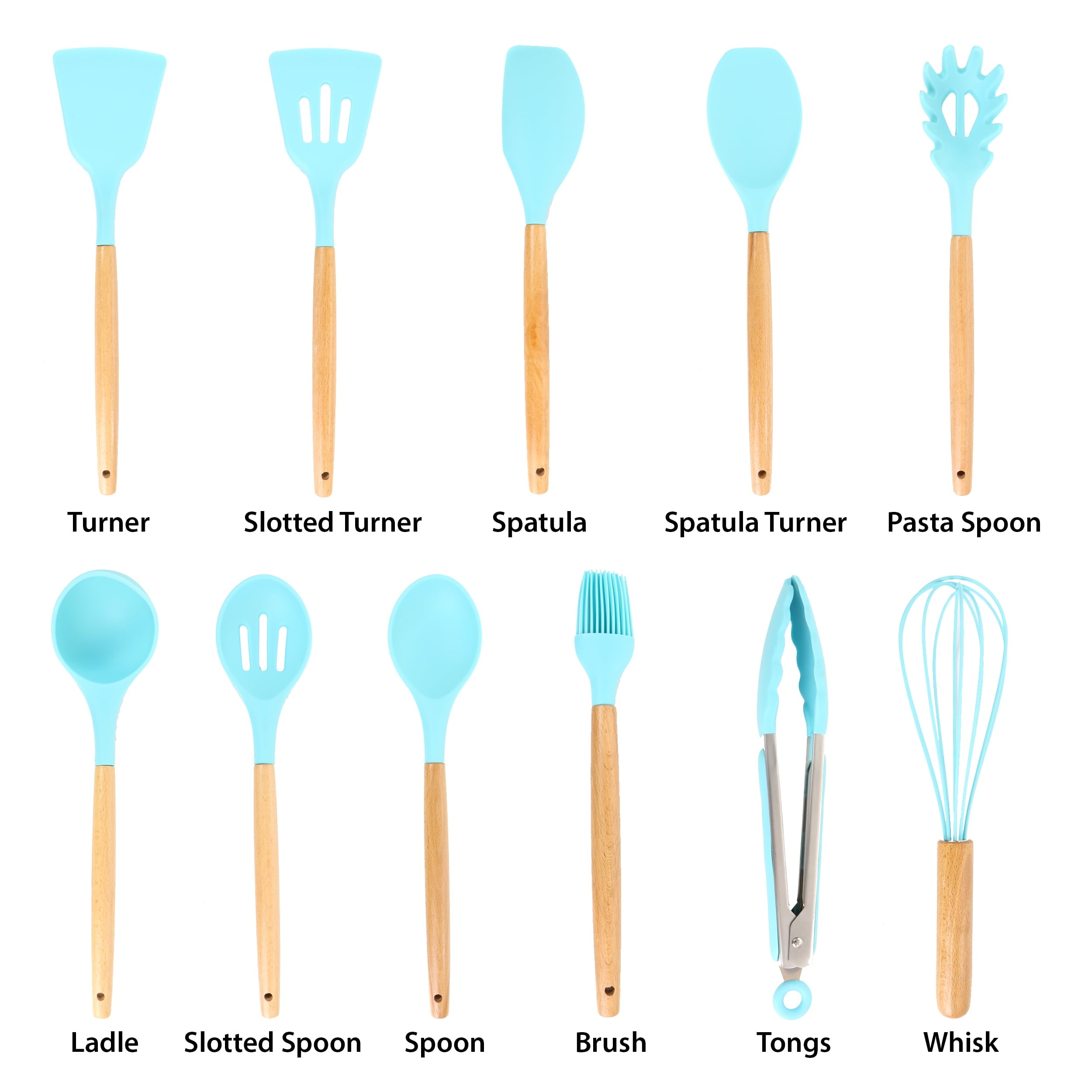 12 Piece Silicone and Wood Cooking Utensils - Image 2