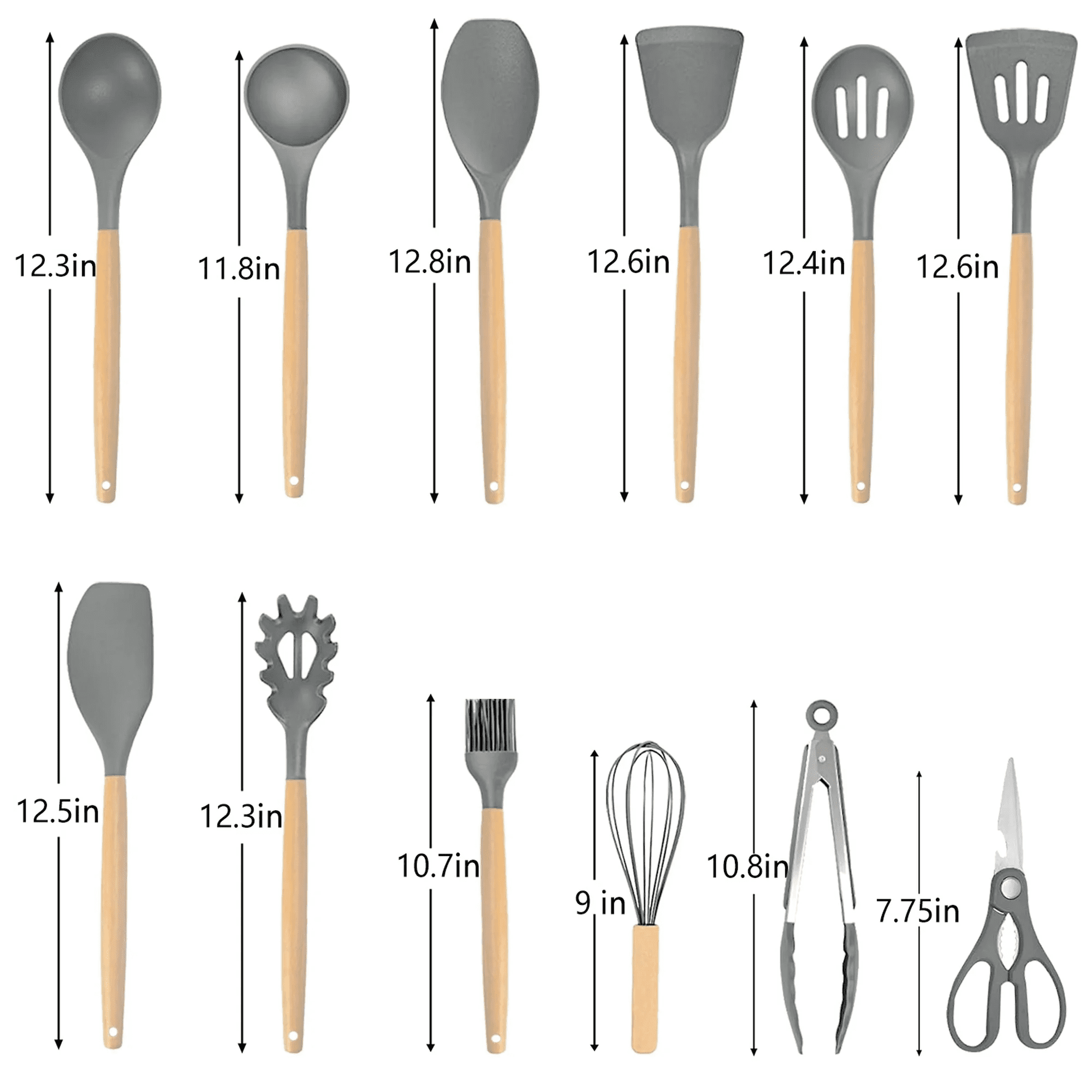 Silicone Cooking Utensils Set, 19Pcs Non-Stick Heat Resistant Kitchen Utensils Spatula Set with Stainless Steel Chef's Knife Set, Cooking, M - Image 2