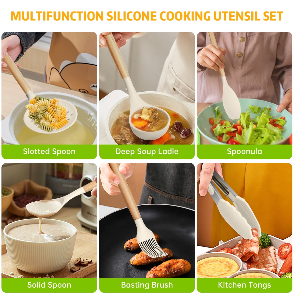 29 Pcs Silicone Kitchen Utensil Set, Cooking Utensils Set with Wooden Handle, Food Grade Silicone Spatula Set, BPA-Fr... - Image 4