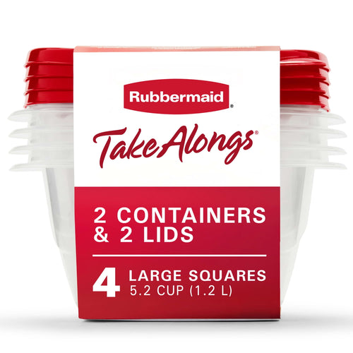 (4 pack) TakeAlongs 5.2-Cup Deep Square Food Storage Containers, Ruby Red, 4 pack - Image 2