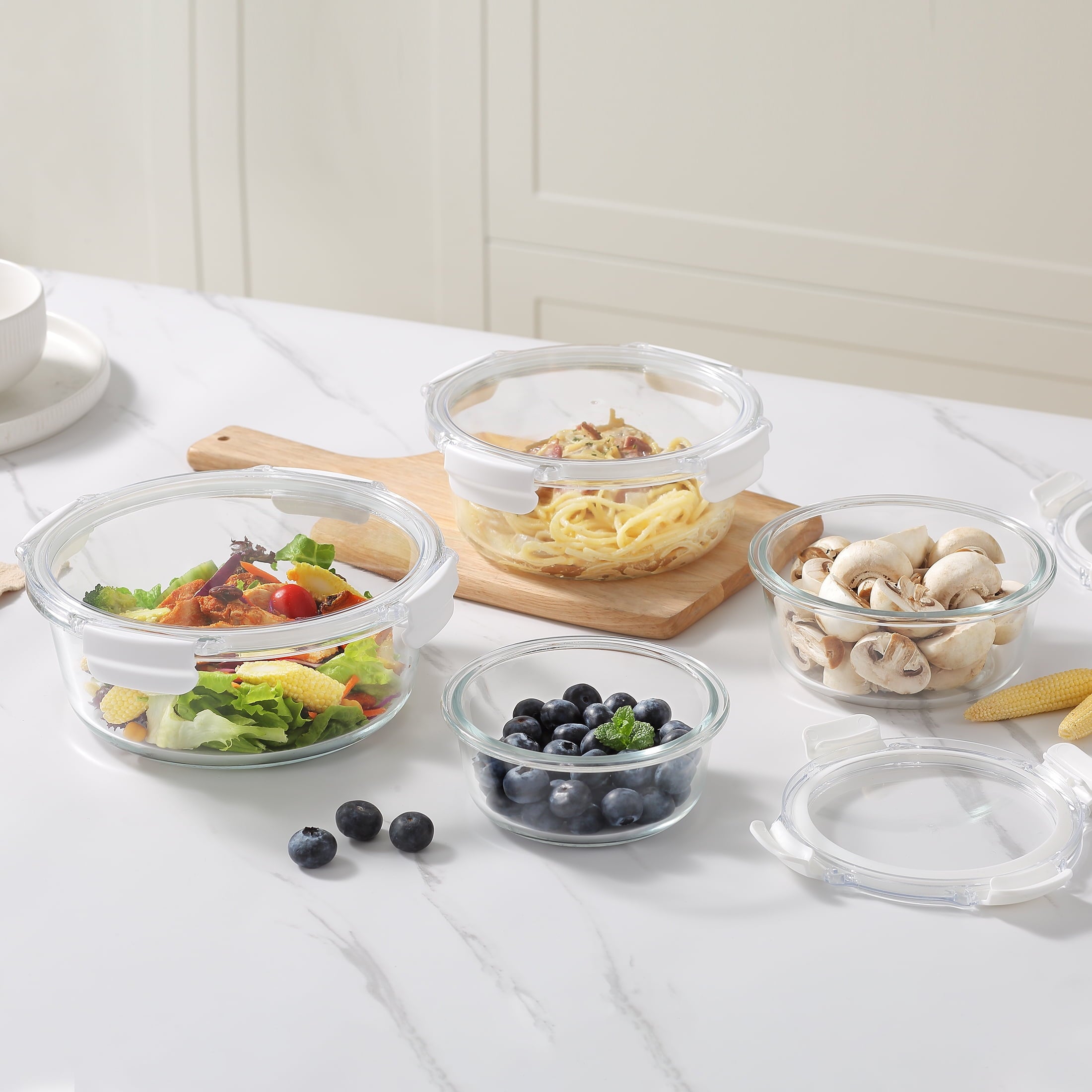 Better Homes & Gardens Round Glass Food Storage Container with Tritan Lid. Set of 4, 8 Pieces - Image 4
