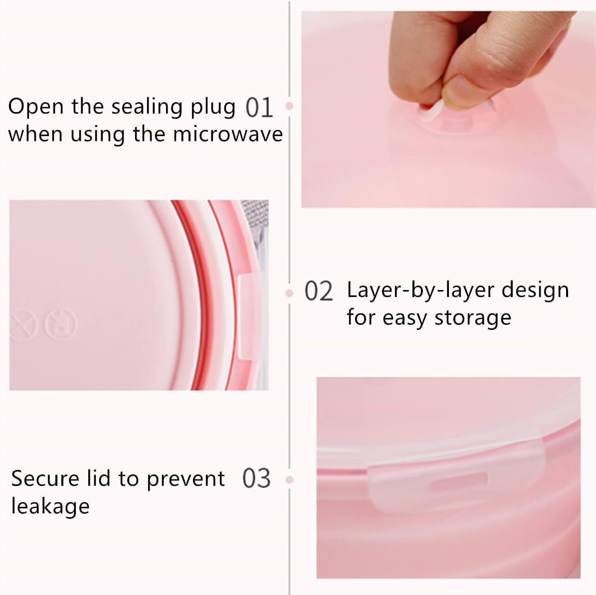Silicone Food Storage Containers with Lids for Camping,Silicone Lunch Containers, Microwave, Dishwasher and Freezer S... - Image 3
