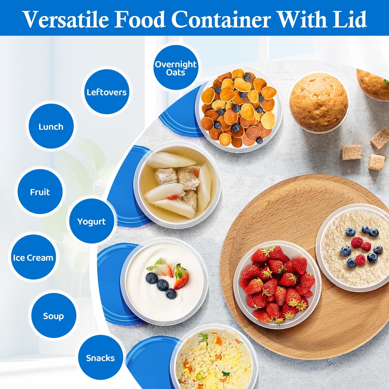 [12 oz] Reusable Freezer Storage Container Sets with Airtight Twist Top Lid, Round BPA-Free Plastic Containers for Ki... - Image 6