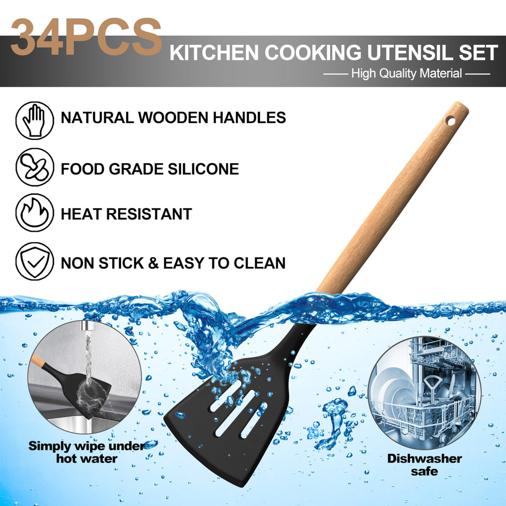 43Pcs Silicone Cooking Utensils Set - Heat Resistant Non-Stick Kitchen Utensils, Kitchen Utensil Gadgets Tools Set fo... - Image 3