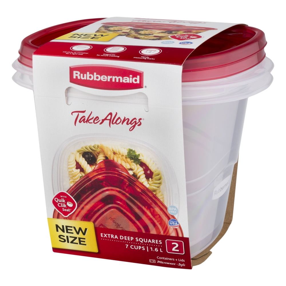(2 pack) Rubbermaid TakeAlongs 7.0-Cup Extra Deep Square Food Storage Containers, Ruby Red, 2 pack - Image 4