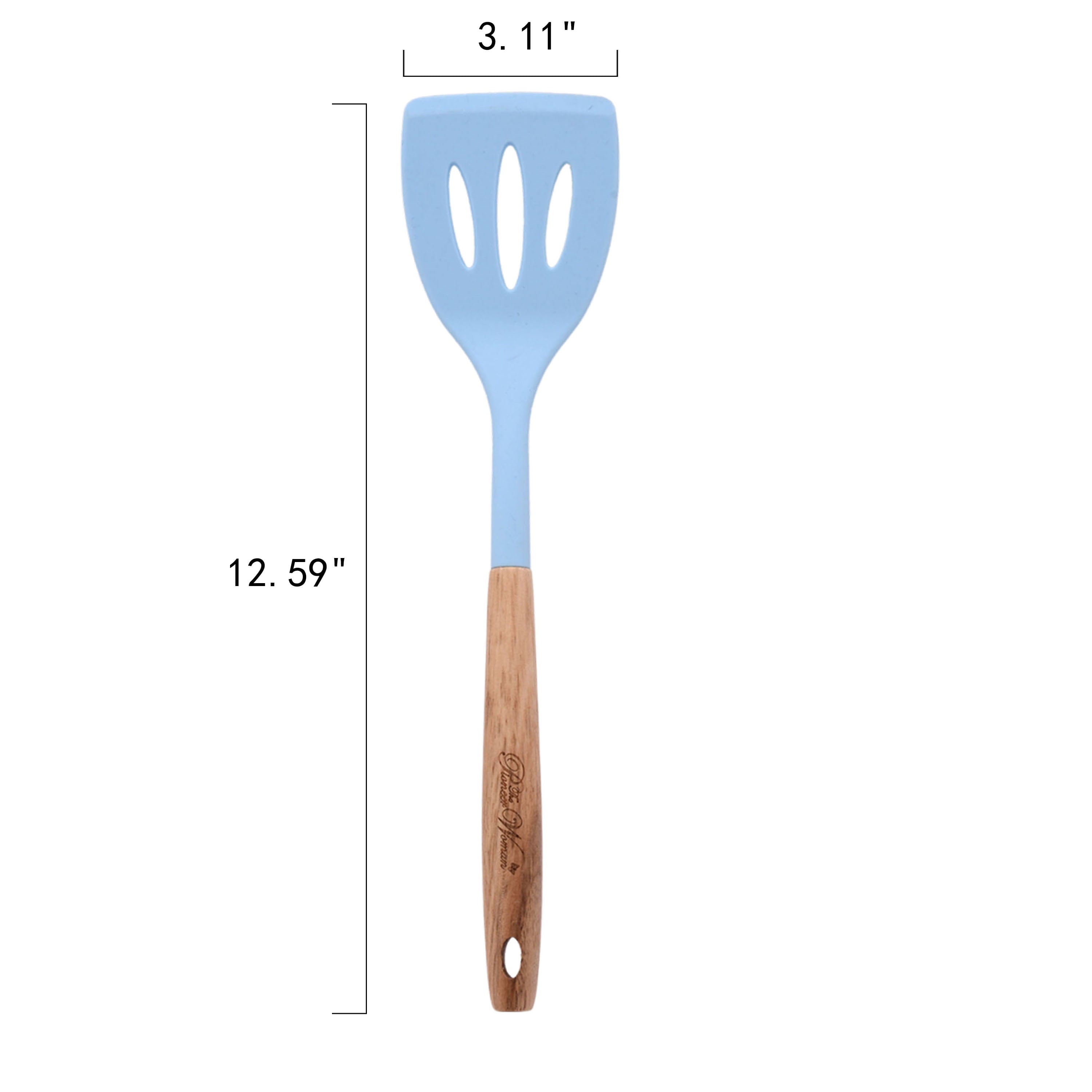 The Pioneer Woman 10-Piece Silicone and Acacia Wood Handle Cooking Utensils Set, Blue - Image 3