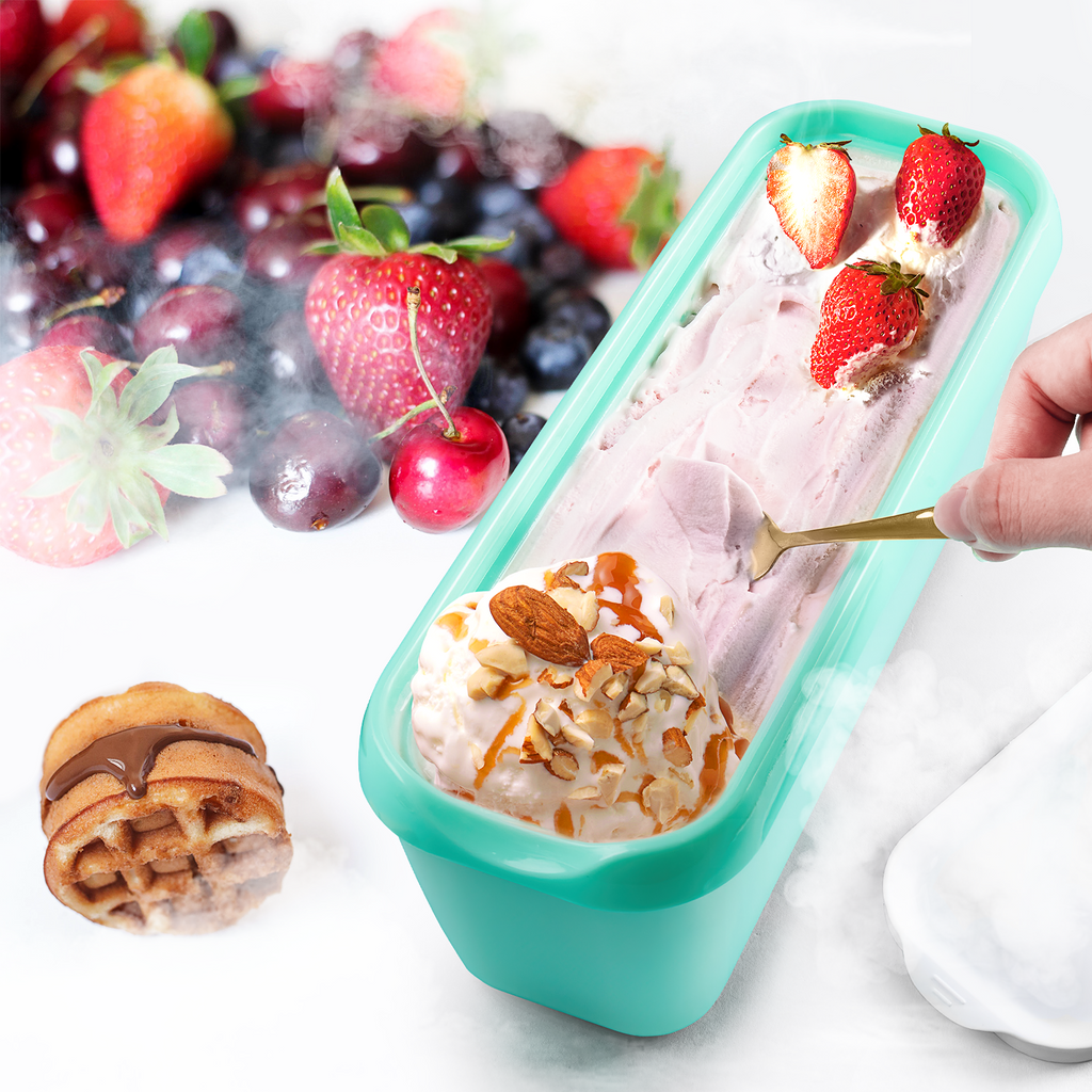 Premium Ice Cream Containers (2 Pack - 1.5 Quart Each) Reusable Freezer Storage Tubs with Lids for Ice Cream, Sorbet ... - Image 4