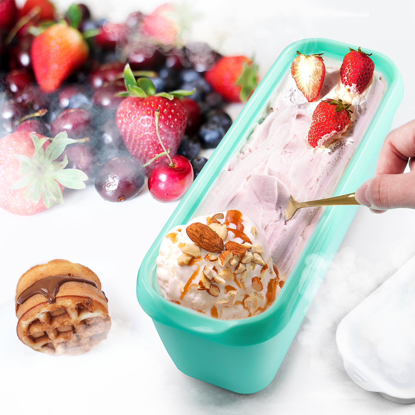 Premium Ice Cream Containers (2 Pack - 1.5 Quart Each) Reusable Freezer Storage Tubs with Lids for Ice Cream, Sorbet ... - Image 4