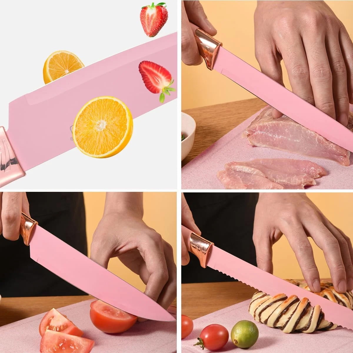 Silicone Cooking Utensils Set, Free Heat Resistant Pink Baking Tools Kitchen Knife 19 Pc - Image 4