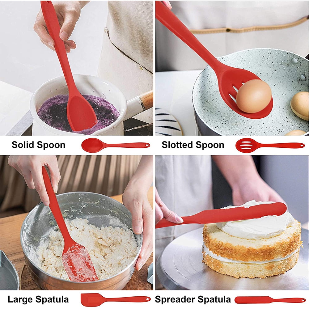 Walchoice 14 Pcs Cooking Utensils Set with Holder, Heat Resistant Silicone Kitchen Cookware Utensils Set, Kitchen Cooking Tools Includes Spa - Image 3