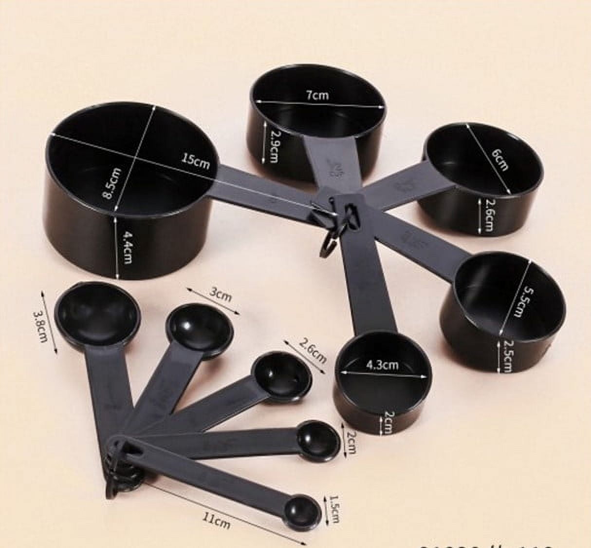10-Piece Plastic Measuring Cups and Spoons Set - Baking & Cooking Tools with Exact Measurements (1/8 Cup to 1 Cup, 1/4 tsp to 1 tbsp) for Ki - Image 3