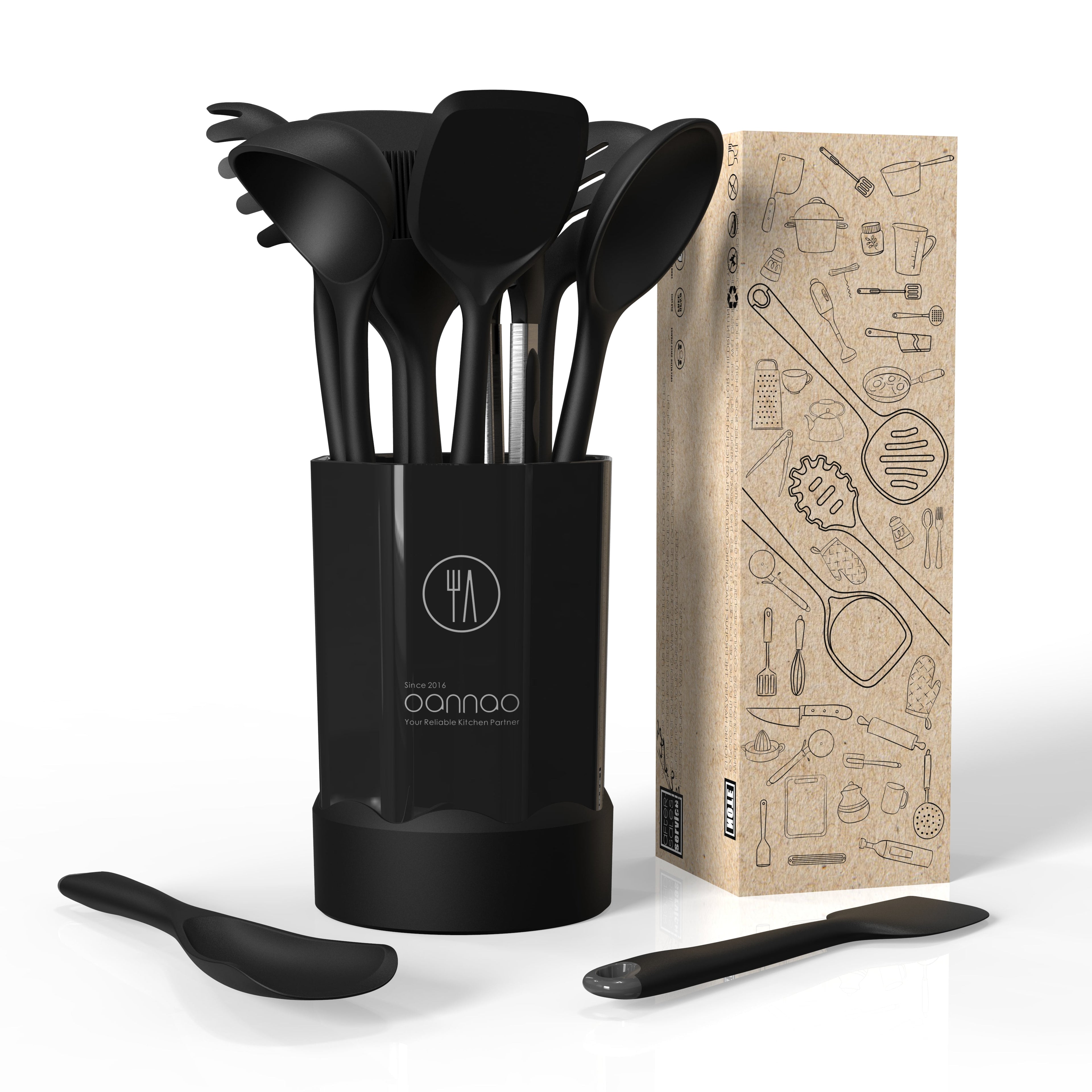 Silicone Kitchen Utensils Set, 600°F Heat Resistant Silicone Cooking Utensils, Spatula, Spoon, Whisk, Tongs, Kitchen Gadgets Tools Sets for - Image 3