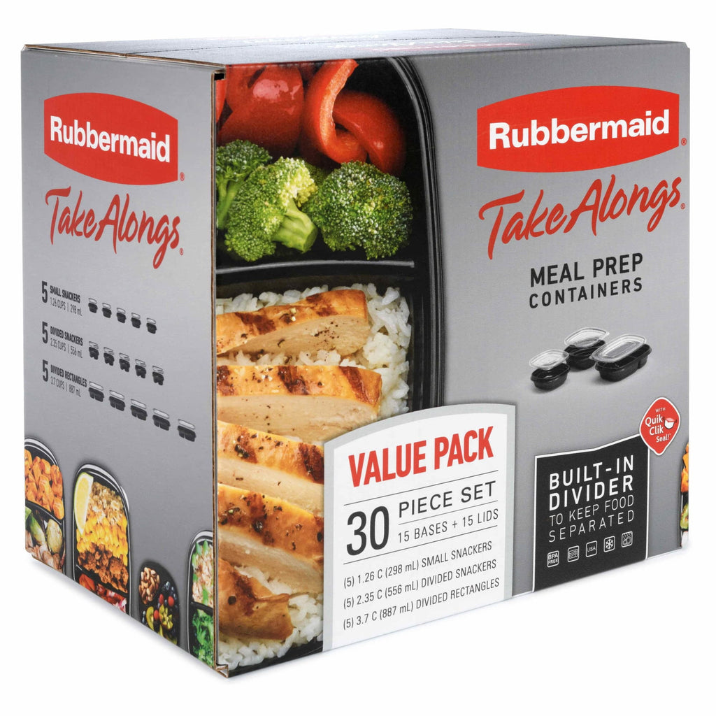 Rubbermaid TakeAlongs Meal Prep Food Storage Containers with Divided Base, 30 Pieces Value Pack - Image 3