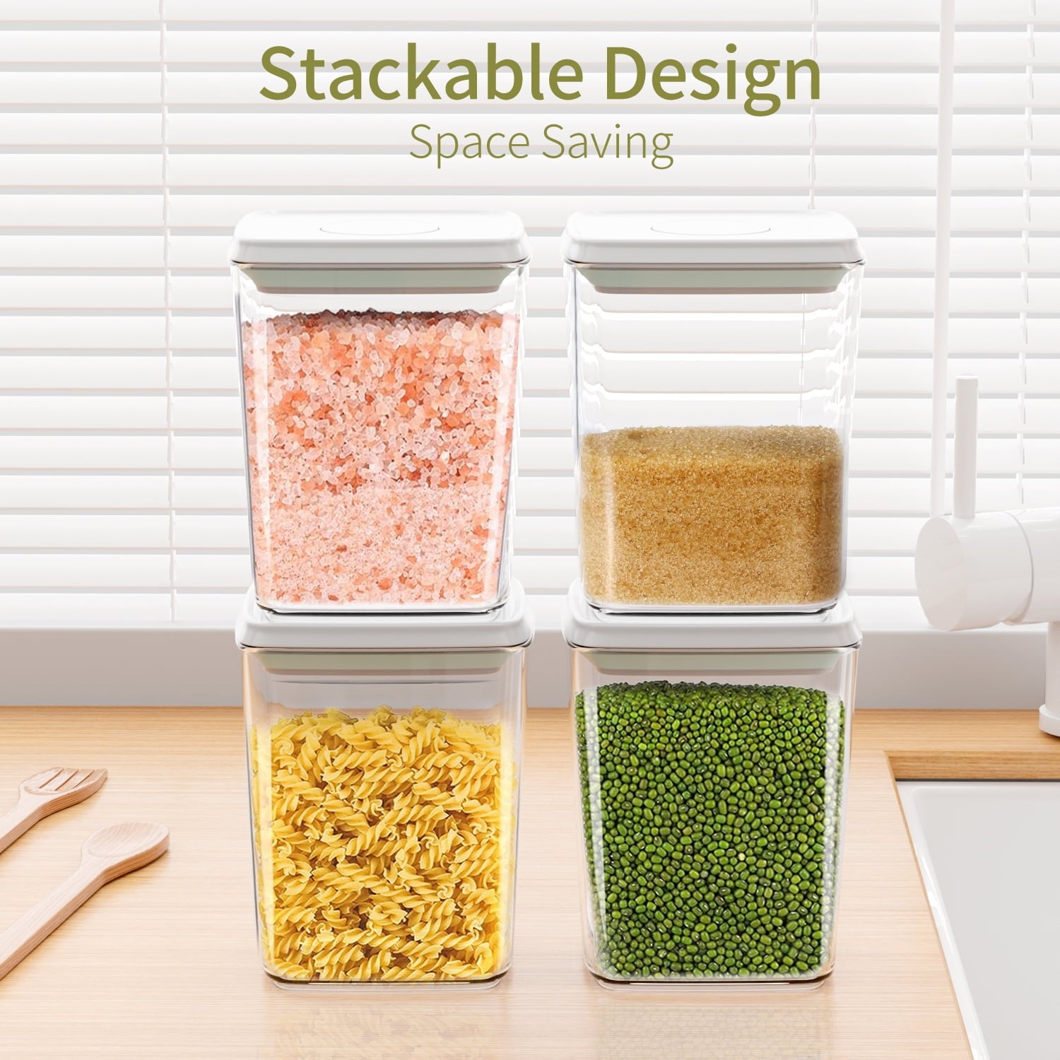 FOUKUS Airtight Pop Up Container: 3 pack 1.2 QT Food Storage Container with Lid, Stackable Kitchen Storage Container for Cereal, Snack, Suga - Image 6