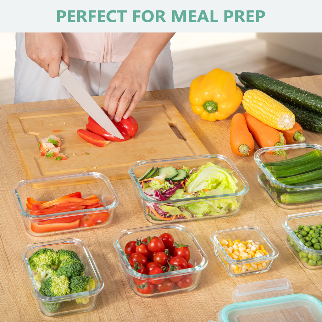 8 Pack Glass Meal Prep Containers, Food Storage Containers with Lids, Glass Lunch Boxes, Airtight Bento Boxes, for Mi... - Image 3