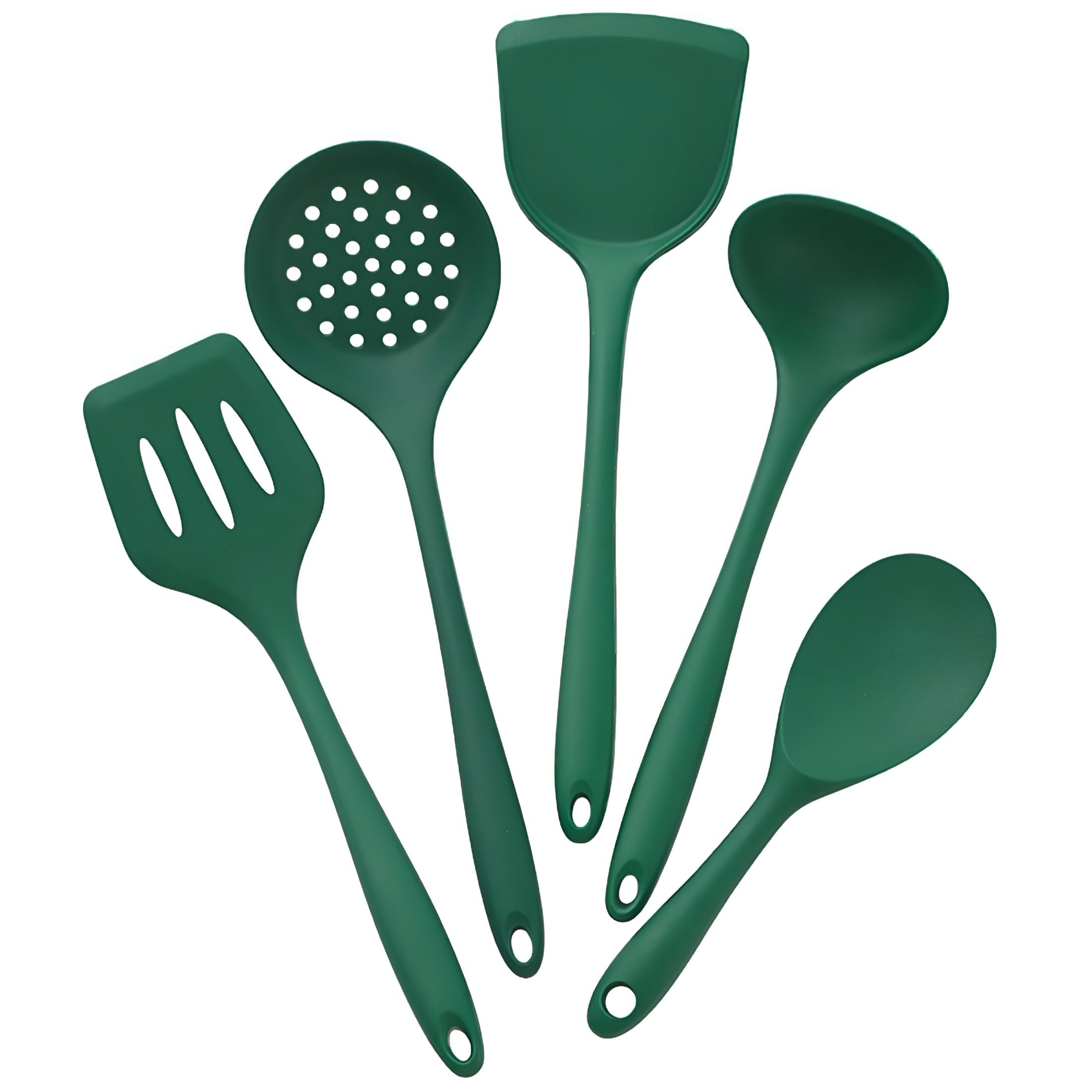 ACDANC 5Pcs Cooking Utensils Set Nonstick Silicone Cookware Set Heat Spatula Utensils Set Reusable Kitchen Gadgets Tools Set Dishwasher,Gree