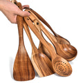 Wooden Kitchen Utensils Spoons Non Stick Spatula Cooking Utensils - Wood Spatula Paddle,Slotted Spatula,Angled Turner...