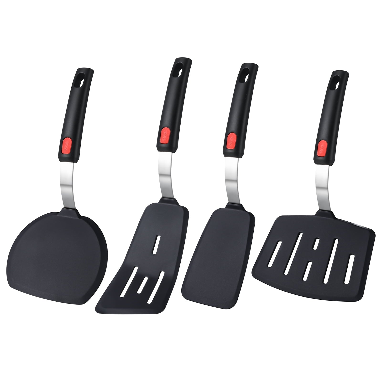 4-Pack Resistant Silicone Spatula Set - Safe Nonstick Kitchen Utensils for Cooking, Free Rubber Turner for Eggs, Panc...