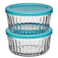 Glass Food Storage Container with Lids, 4 Cup Round, Set of 2