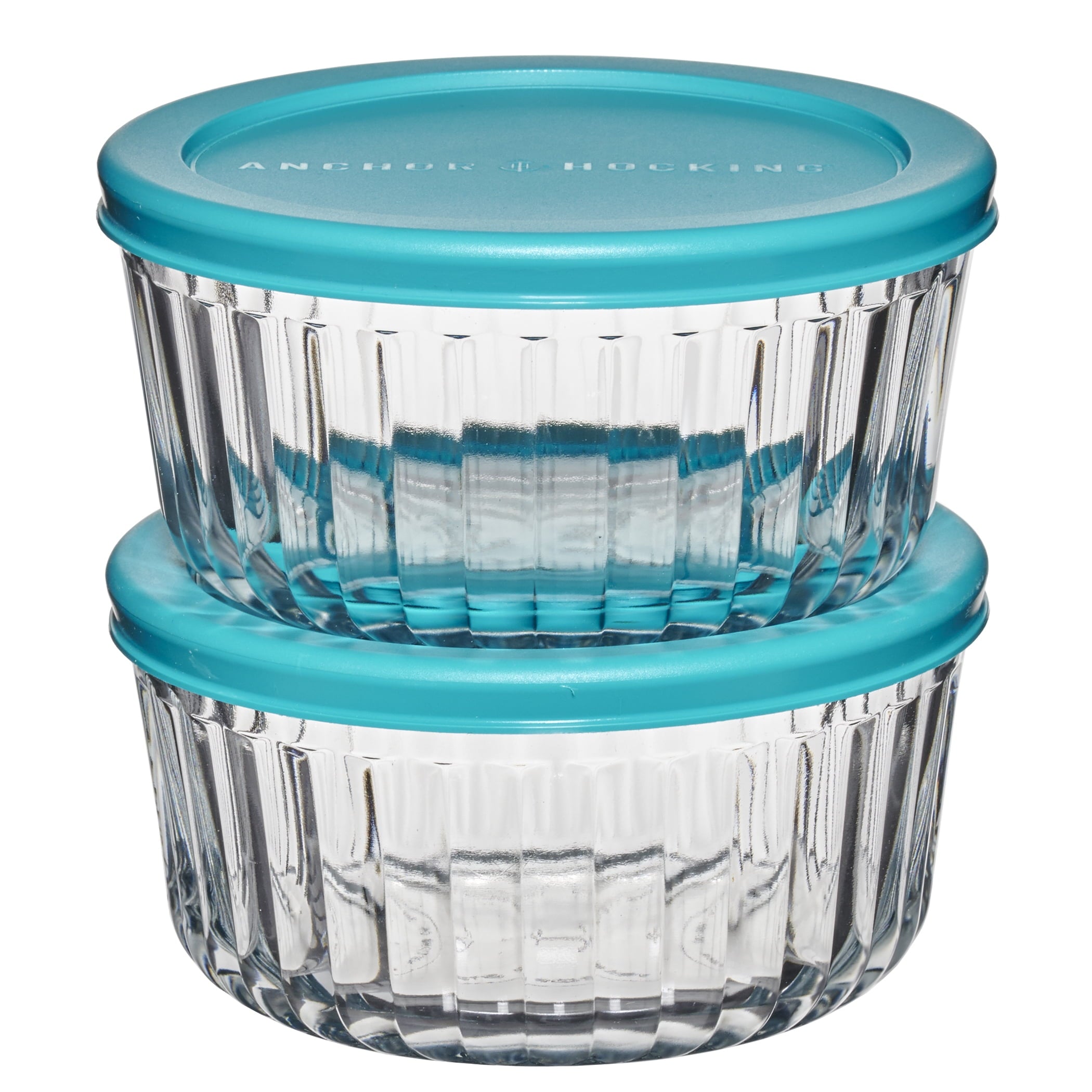 Glass Food Storage Container with Lids, 4 Cup Round, Set of 2