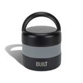 BUILT 12 oz Wide Mouth Vacuum Insulated Food Jar with Handle, Black and Gray, A Practical Choice for School Lunches and Activities to keep M