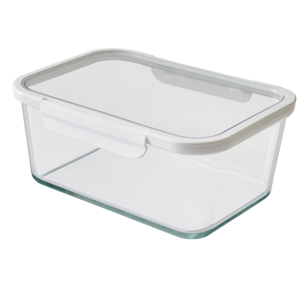 14Cup Rectangle Glass Food Storage Container with Tritan Lid. Set of 1, 2 Pieces, Well Suited to Refrigerator Organiz...