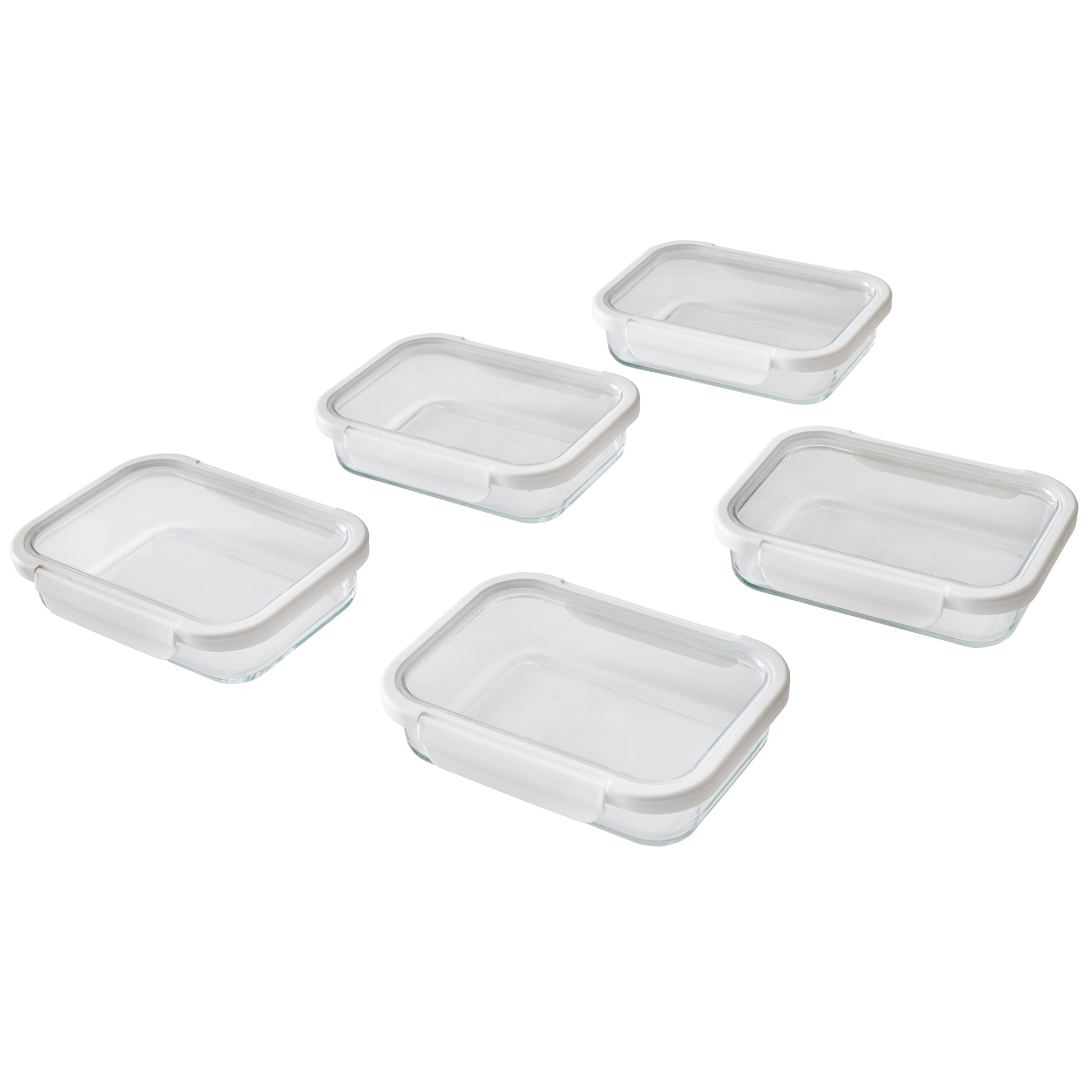 2.3Cup Rectangle Glass Food Storage Container with Tritan Lid. Set of 5, 10 Pieces, Designed to Help with Pantry Stor...