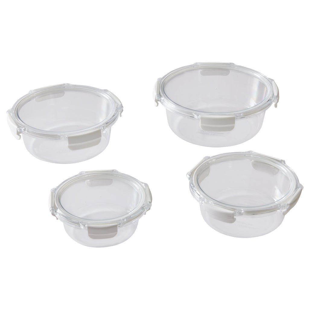 Round Tritan Food Storage Container with Tritan Lid. Set of 4, 8 Pieces