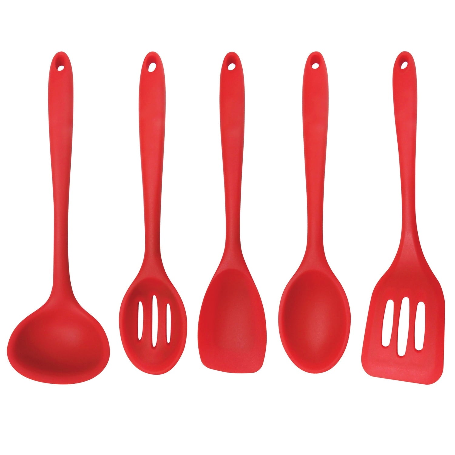 5-Piece Silicone Cooking Utensils, Red, 5 Spatulas
