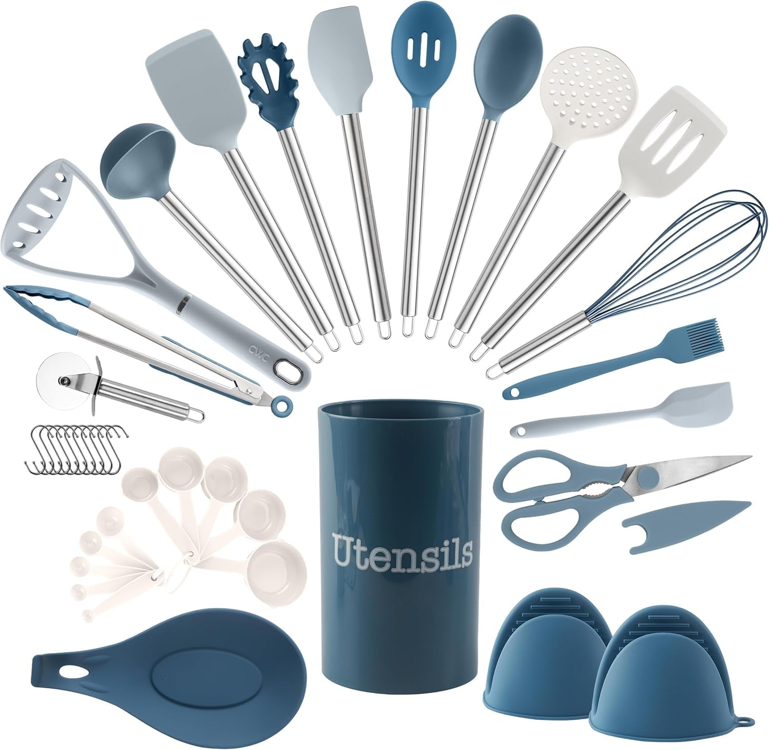 Silicone ing Utensils Set, Heat-Resistant, Nonstick Kitchen Gadgets (38 Pieces)