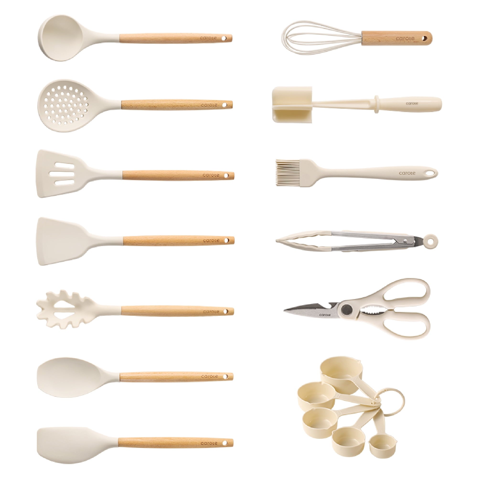17-Piece Silicone and Wood Cooking Utensil Set, Heat-Resistant, Safe for Nonstick Cookware