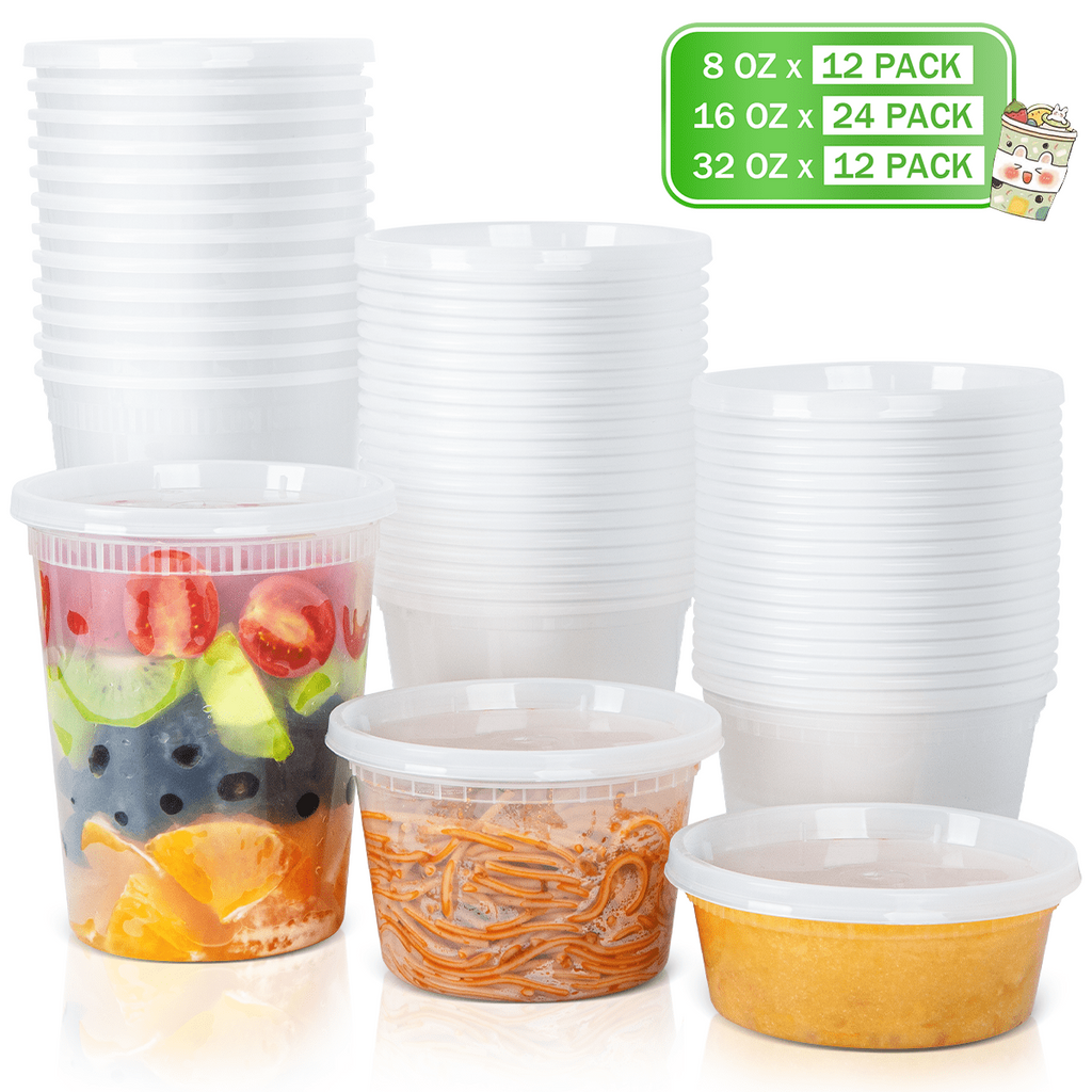 with Lids 48 Sets, Food Storage with Lids, Soup for Restaurant, Stackable Plastic , Meal Prep , Leakproof, Freezer/Di...