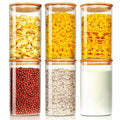 Glass Jar with Bamboo Lid: 6 Pack 25oz Airtight Food Storage Containers, Kitchen and Pantry Organizer for Coffee, Sug...