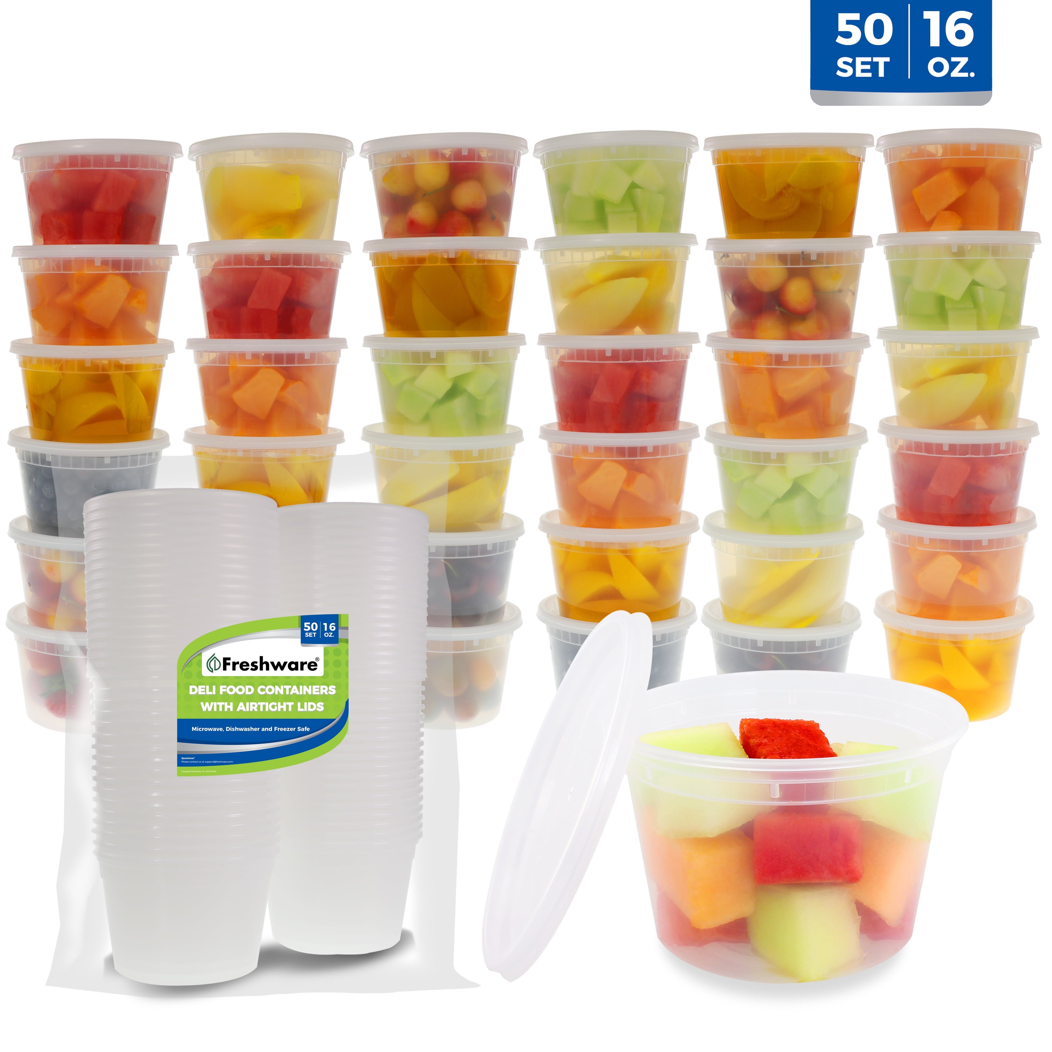 Containers Plastic Deli Containers with Lids, Slime, Soup, Meal Prep Containers | Free | Stackable | Leakproof | Micr...