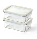3 Cup Rectangle Glass Food Storage Containers with Lids, Set of 2, Clear