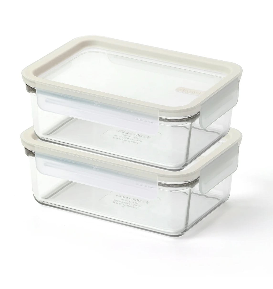 3 Cup Rectangle Glass Food Storage Containers with Lids, Set of 2, Clear