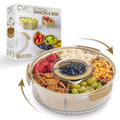 COOK WITH COLOR Round Snackle Box – 6-Compartment Serving Tray with Lid and Handle, Gold – Kids Lunch Box & Meal Prep Snack Container