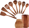 Herlig 10 Piece Teak Wood Cooking Utensil Set  Kitchen Cookware Tools with Spatula, Spoon, Fork