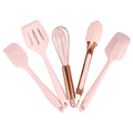 And Pink Kitchen Utensil Small Five-Piece Set Mini Silicone Kids Kitchen Tools Whisk Spatula Tongs Spoon And Slotted ...