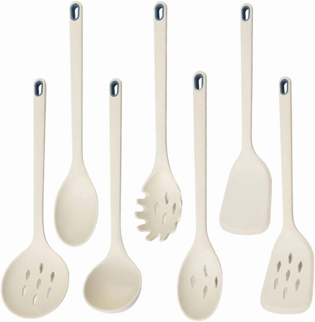 7" Silicone Cooking Utensils Set, One-Piece Style Nonstick Slotted Spoons, Spatulas, Ladle and Spoon Set, Heat Resist...
