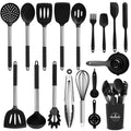 Silicone Cooking Utensils Set, 26 Pcs, Heat Resistant Kitchen Utensils Set, Black