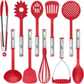 Kaluns 10 Pcs Kitchen Utensils Set – Nylon & Stainless Steel Cooking Utensil Set – Non-Stick, Heat Resistant Cookware Utensils – Kitchen Ess