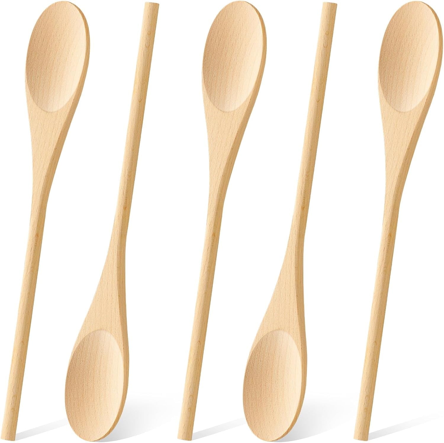 5Pcs/ 12Pcs Wooden Spoons for Cooking, 12 Inches Long Handle Spoons for Mixing, Tasting Stirring Food, Large Wooden C...