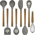 Kitchen Cooking Utensils Set, 12 pcs Non-Stick Silicone Cooking Kitchen Utensils Spatula Set with Holder, Wooden Hand...